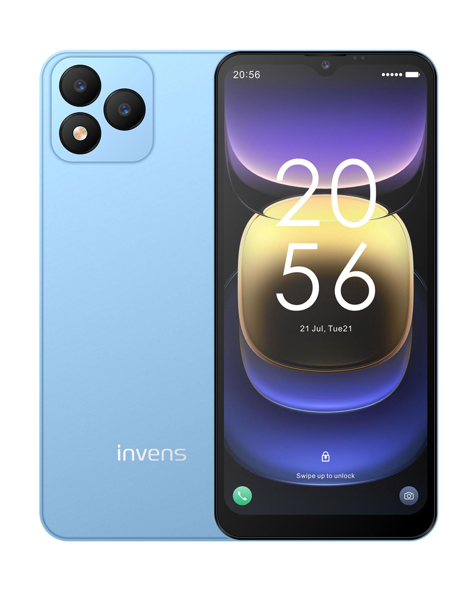 invens Note TK01 smartfon  4+32 GB, aparat 16MP+5MP Android, telefon komórkowy 4G Dual SIM, 6,6" ekran HD+, bateria 4250mAh, Octa Core, Face ID, OTG, niebieski